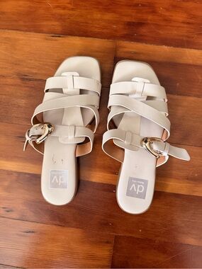 DV by Dolce Vita Strappy Slide Sandals with Gold Buckles